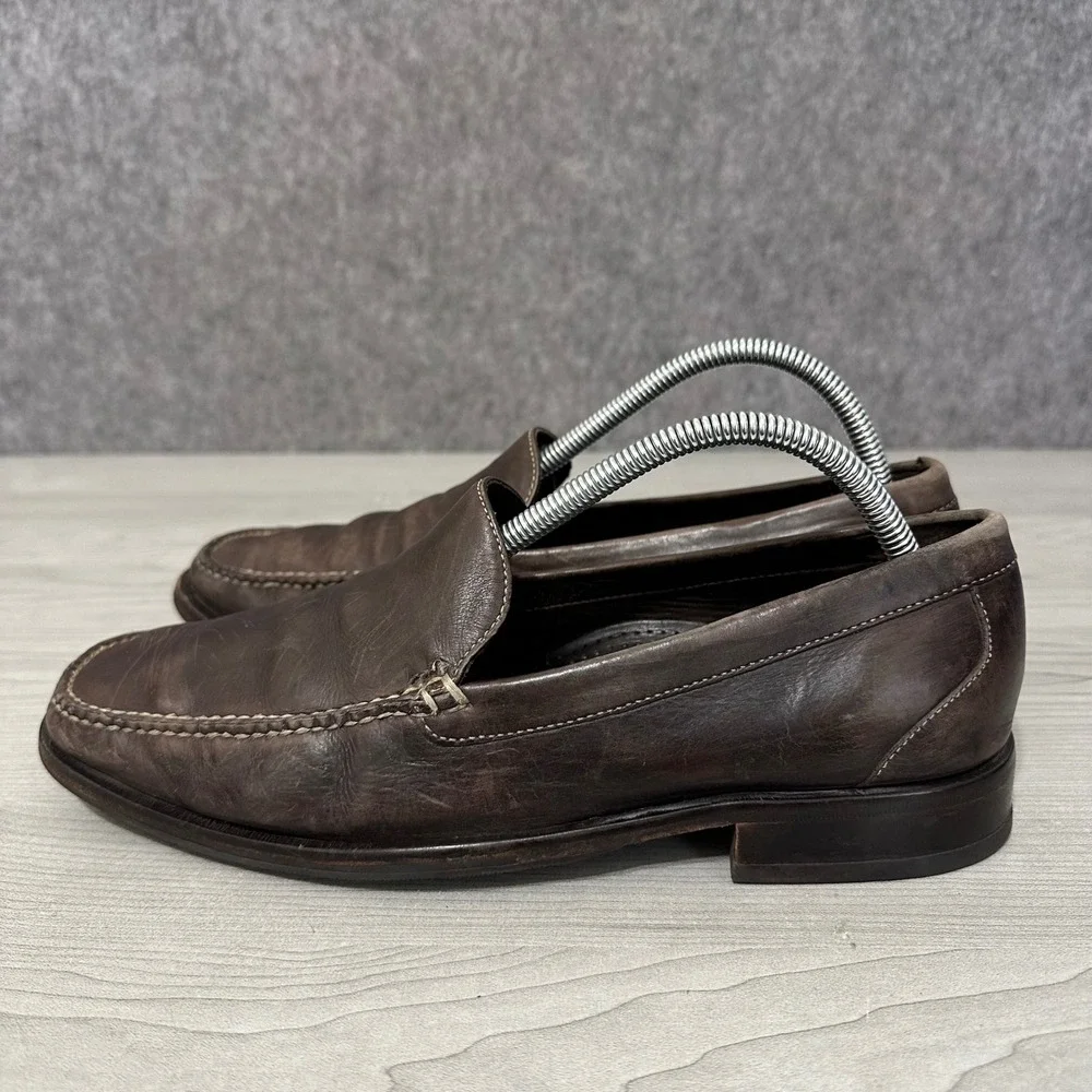Cole Haan Venetian Loafers Mens 9 Brown Leather Moc Toe Slip On‎ Shoes Brazil